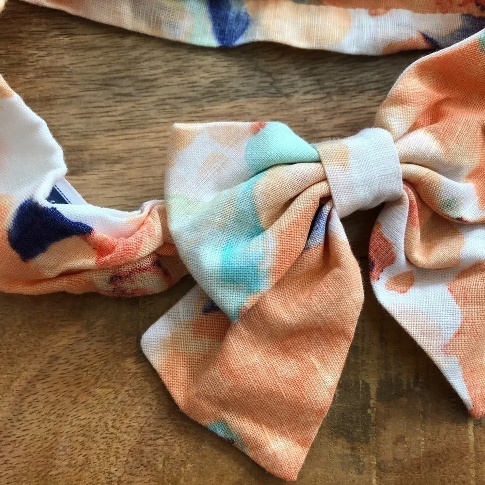 Janie & Jack Baby Girl Linen Floral Bow Headband